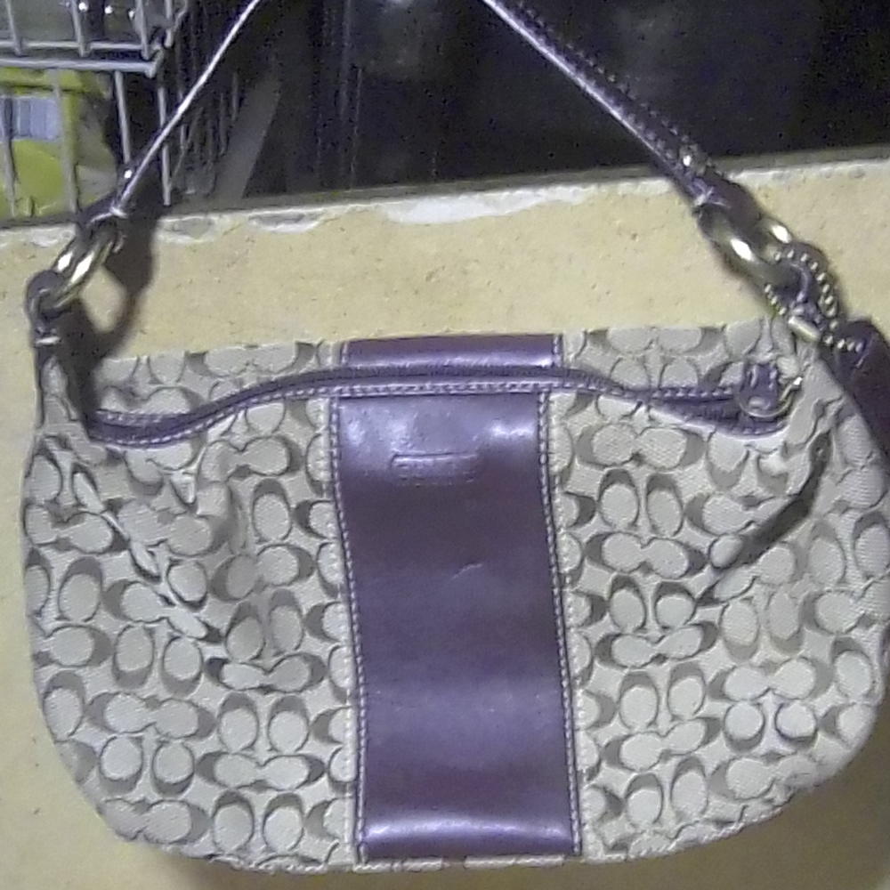 Coach Handbag Brown Canvas Signature Purse